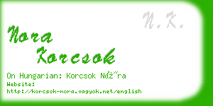 nora korcsok business card